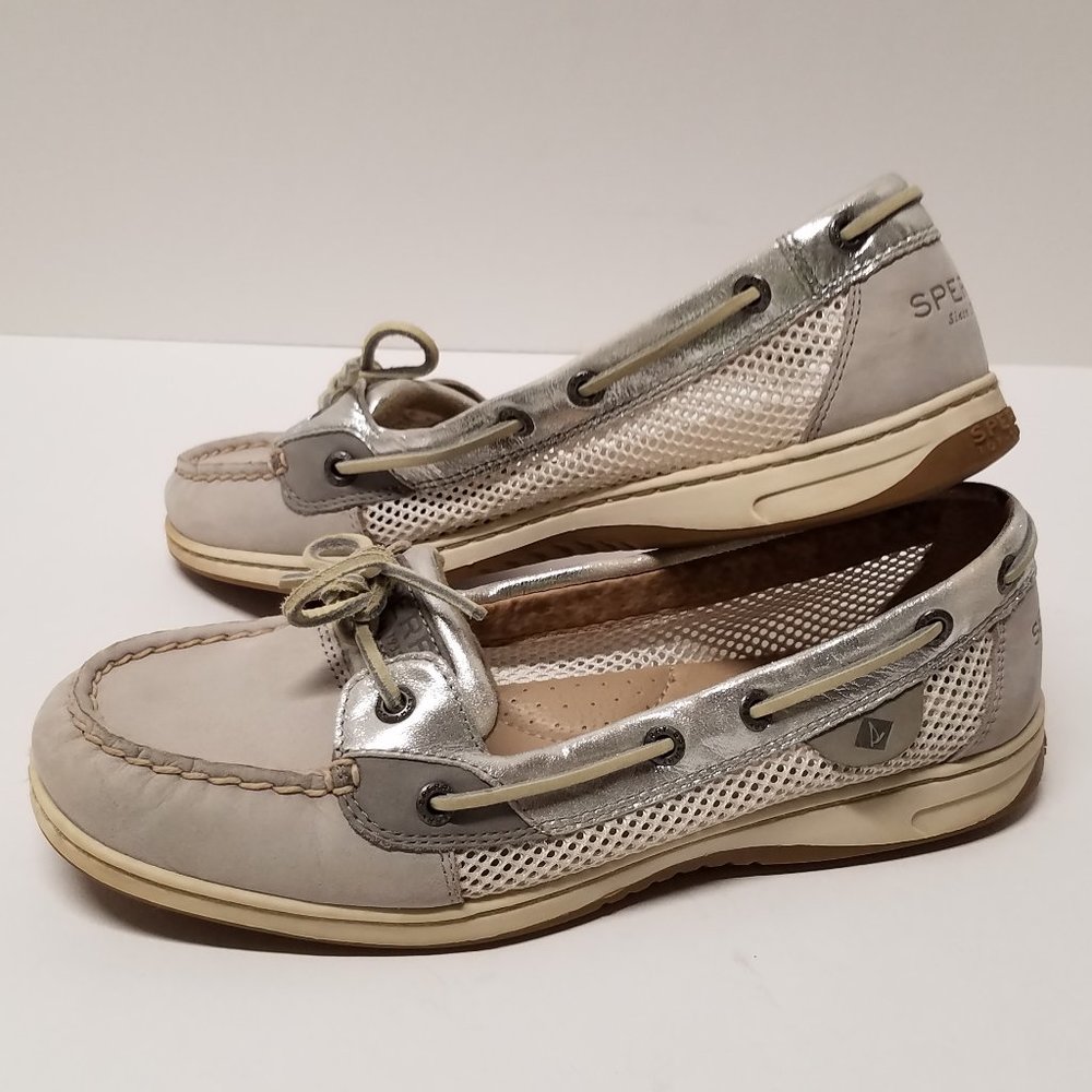 Sperry Topsider Gray & Silver Metallic Angelfish Boat Shoe